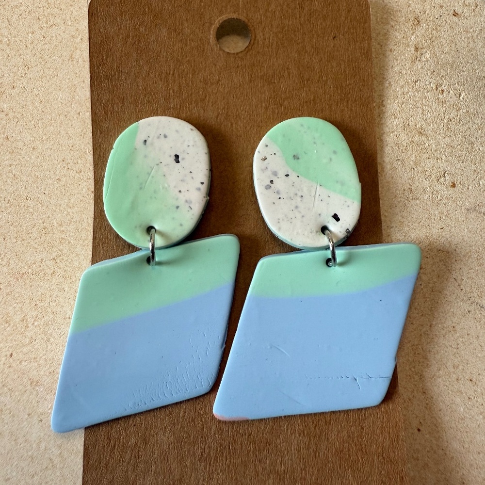 Healing Heart Clay Co. 90s Retro Geometric Dangle Clay Earrings